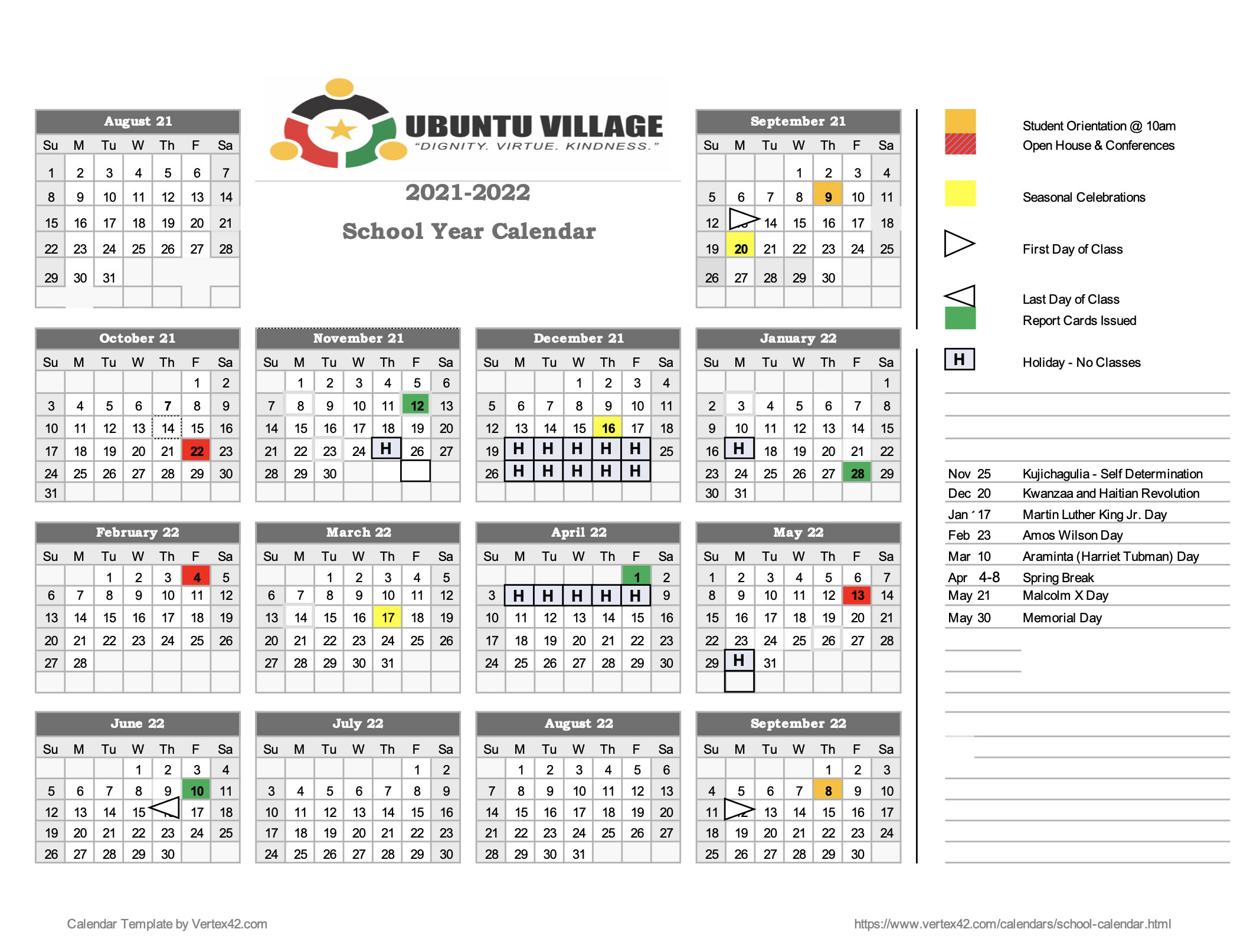 UV Calendar 2021 22